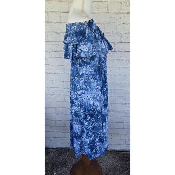 Zink London Floral Print Fit & Flare Dress Lined Shoulder Off Medium - Picture 4 of 16